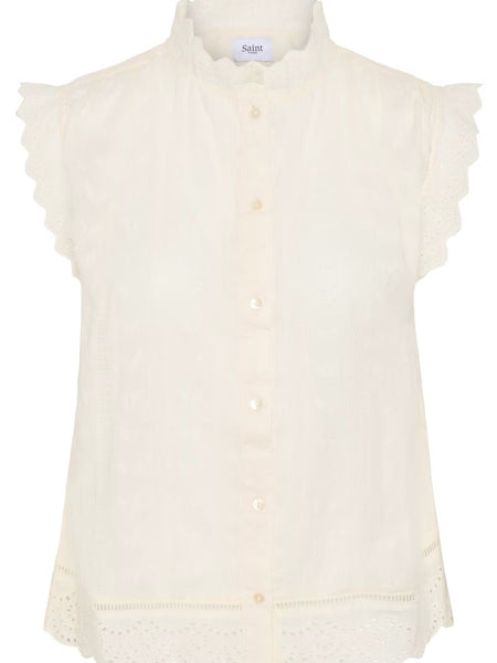 Off White Embroidered Blouse By Saint Tropez