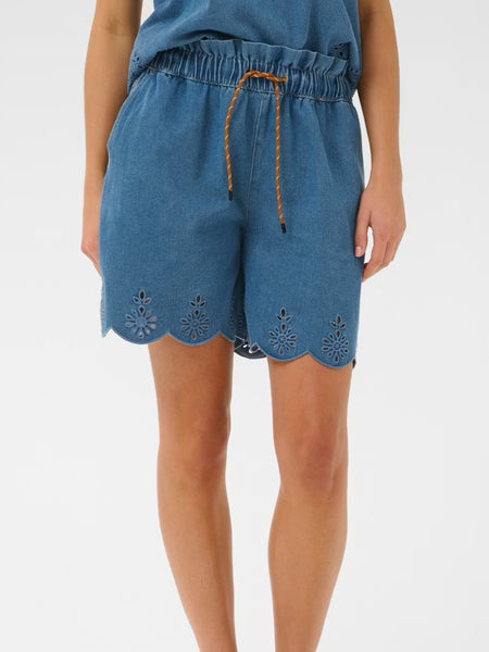 Lightweight Denim Scallop Shorts By Saint Tropez