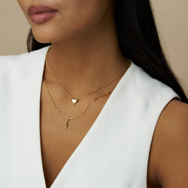 Gold Molten Heart Stationed Necklace