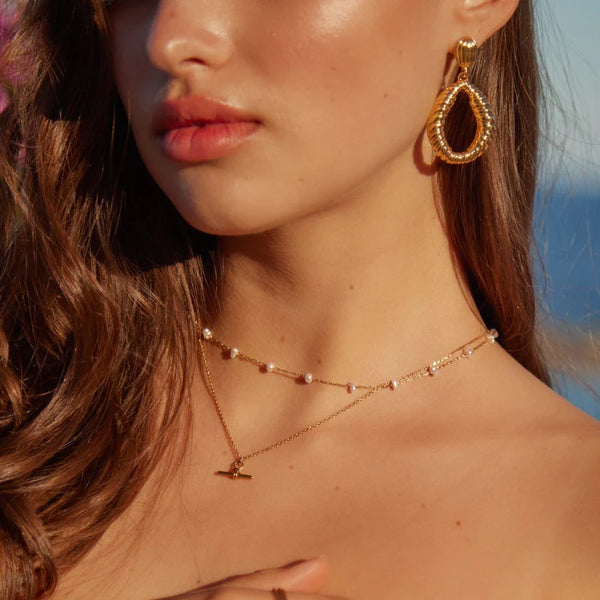 Gold Dainty T-Bar Knot Necklace by Orelia