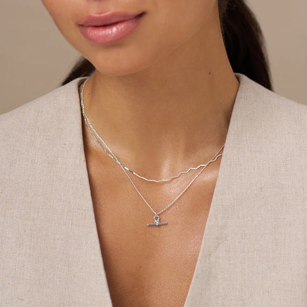 Silver Dainty T-Bar Knot Necklace by Orelia