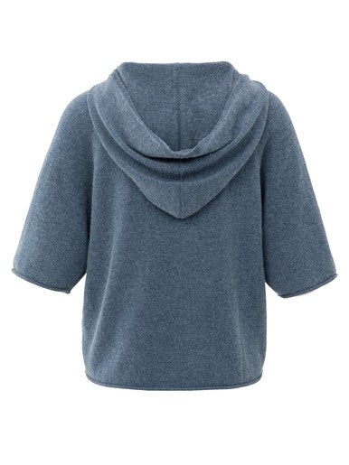 Denim Short Sleeve Supersoft Knit Hoodie By Yaya