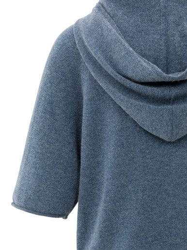 Denim Short Sleeve Supersoft Knit Hoodie By Yaya