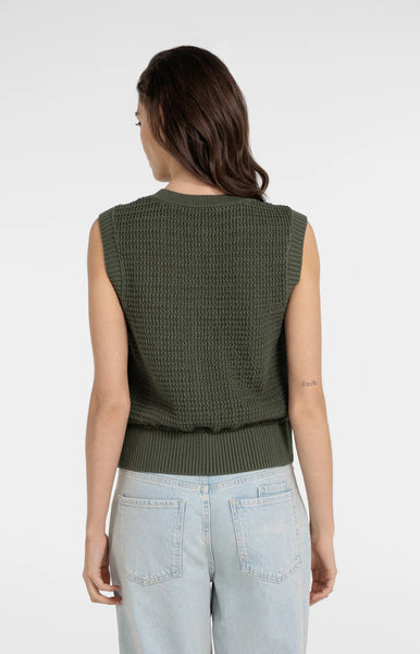 Khaki Textured Knitted Vest by Yaya