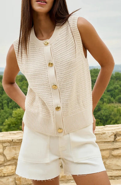 Cream Knitted Vest by Yaya