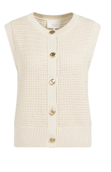 Cream Knitted Vest by Yaya