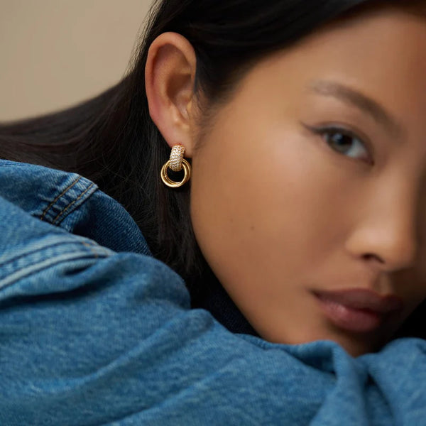 Pavé Gold Interlocking Earrings