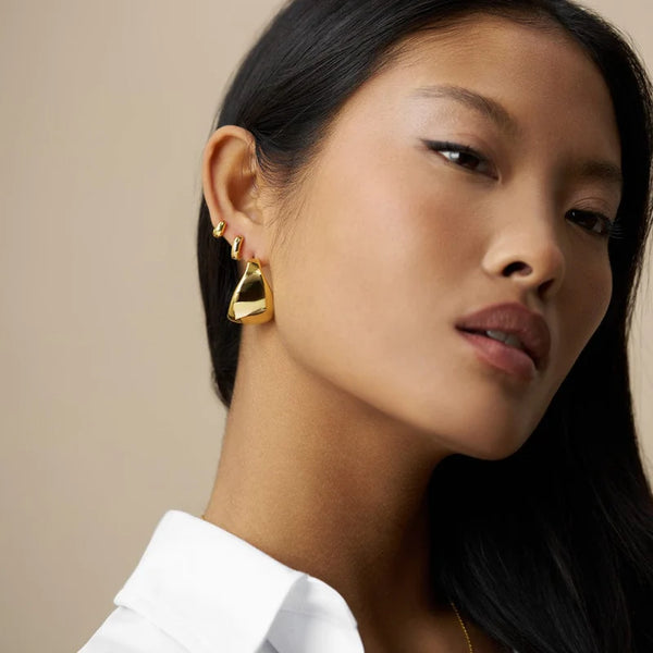 Gold Taper Metal Hoop Earrings