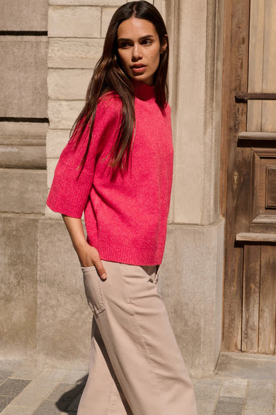 Fuchsia Sweater Ribbed Sleeve by Yaya