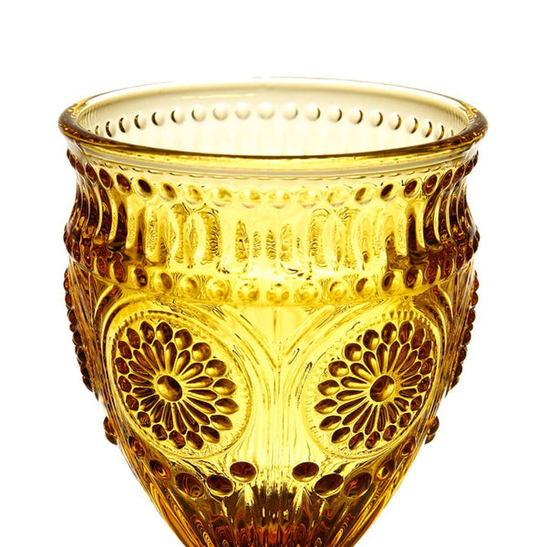 Amber Stemmed Drinking Glass