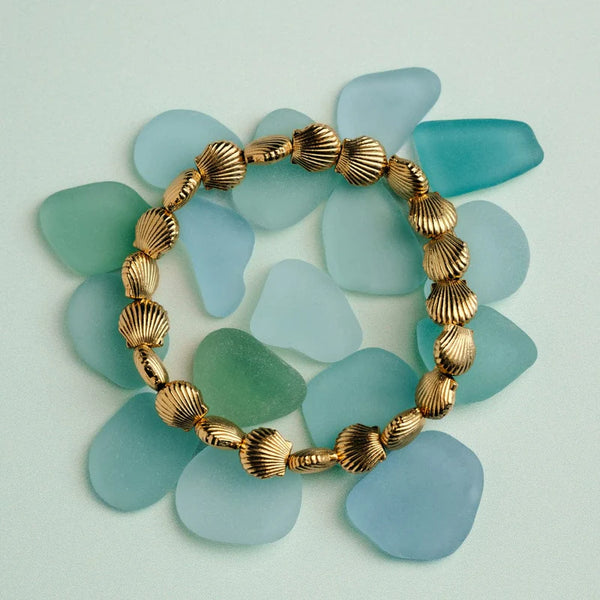 Gold Plated Shell Stretch Bracelet by Orelia
