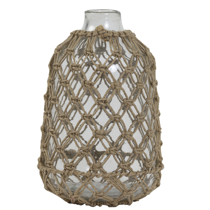 Tall Glass Vase with Jute