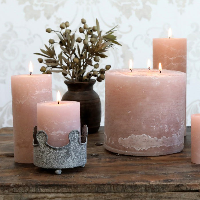 Small Dusty Rose Pillar Candle