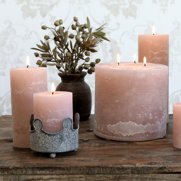 Small Dusty Rose Pillar Candle