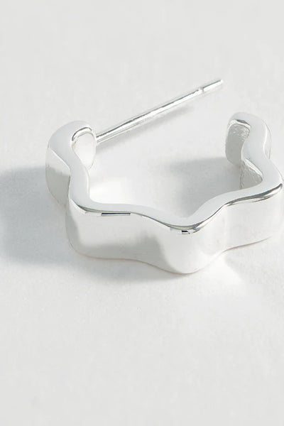Silver Plated Flat Wave Hoop Earrings by Estella Bartlett