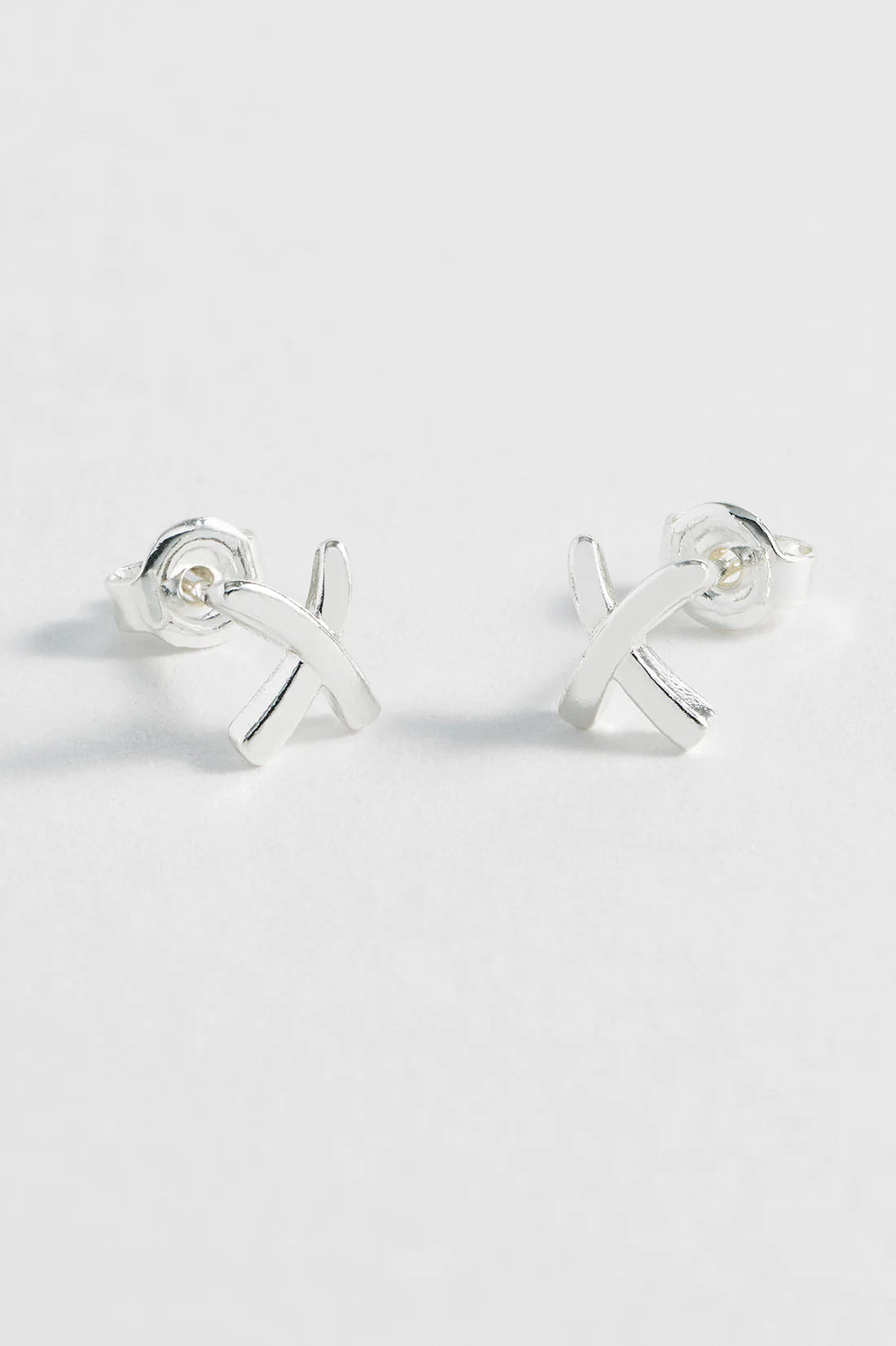Silver Plated Kiss Stud Earrings by Estella Bartlett