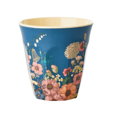 Medium Blue Flower Melamine Cup by Rice