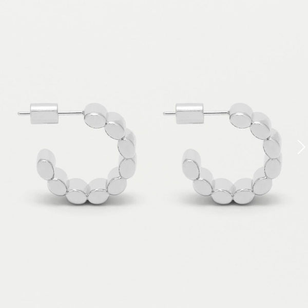 Silver Plated Beaded Texture Hoop Earrings Earrings by Estella Bartlett