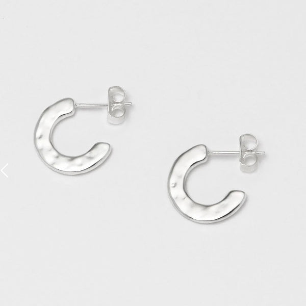 Silver Plated Hammered Textured Hoop Earrings by Estella Bartlett