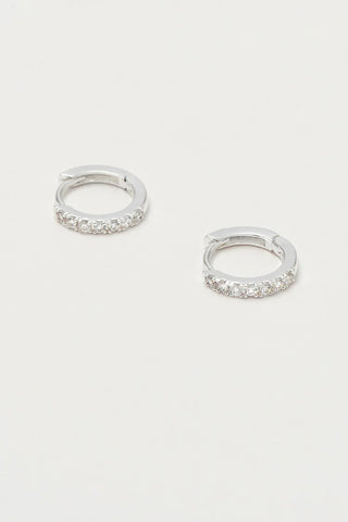 Silver Plated Pave Set Hoop Earrings by Estella Bartlett