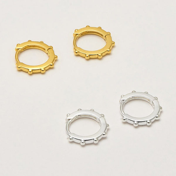 Gold Plated Granulated Huggie Earrings by Estella Bartlett