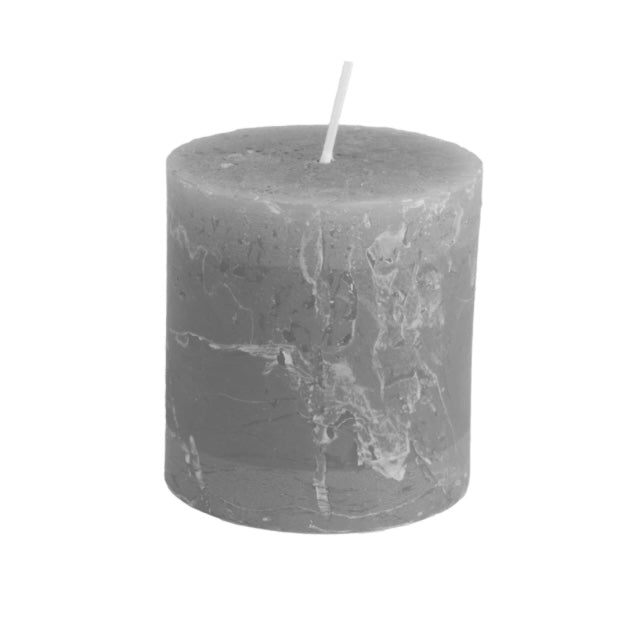 Small Rustic Grey Pillar Candle
