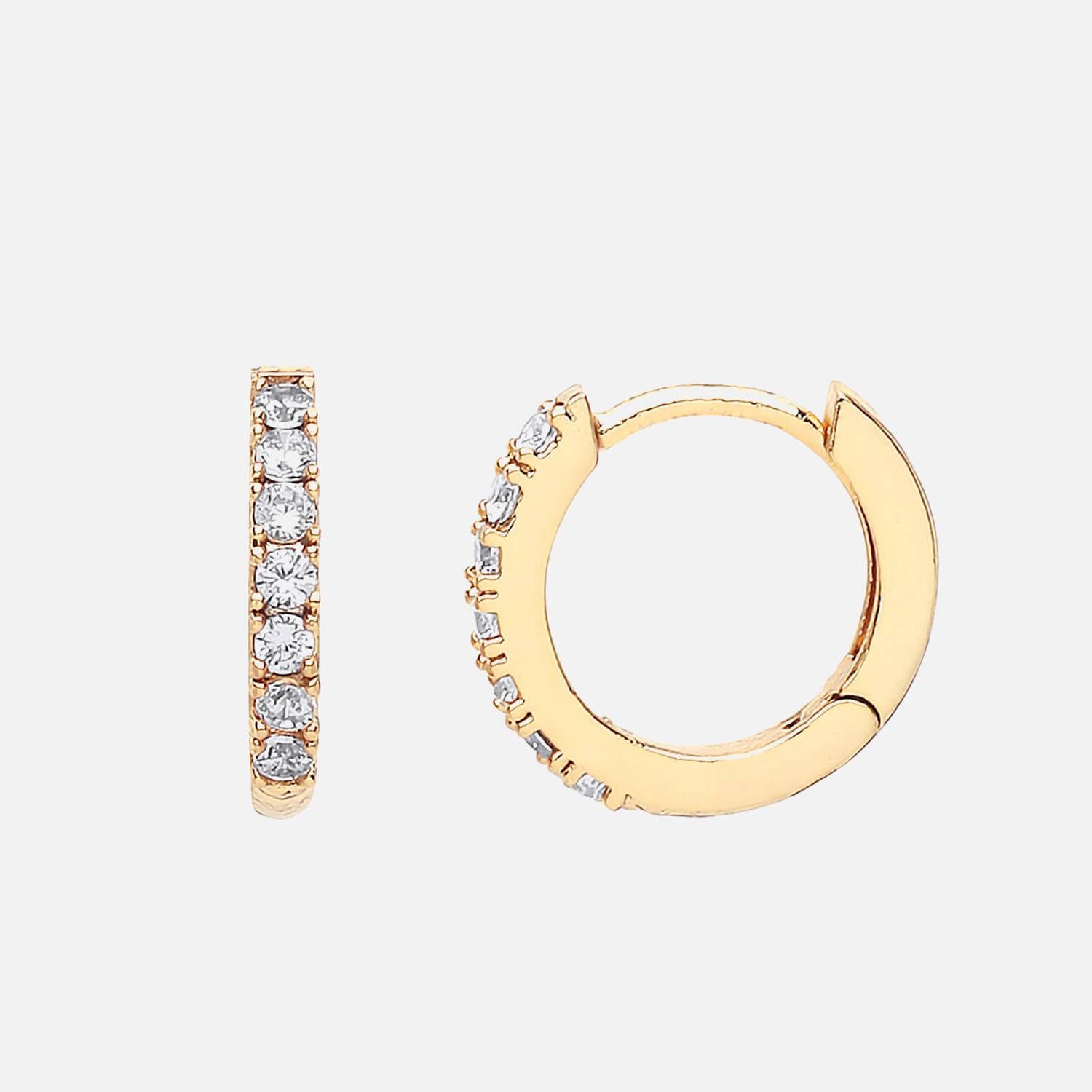 Gold Plated Granulated Pave Earrings with White CZ by Estella Bartlett