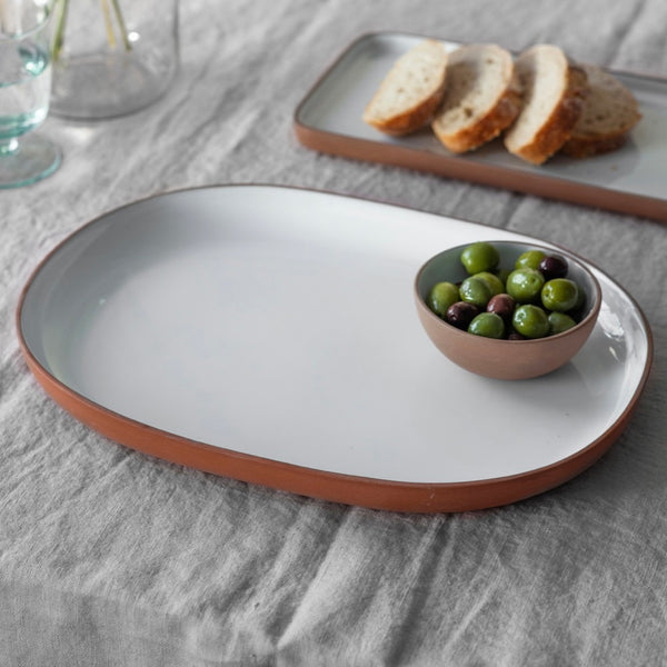 Oval White Stoneware Platter