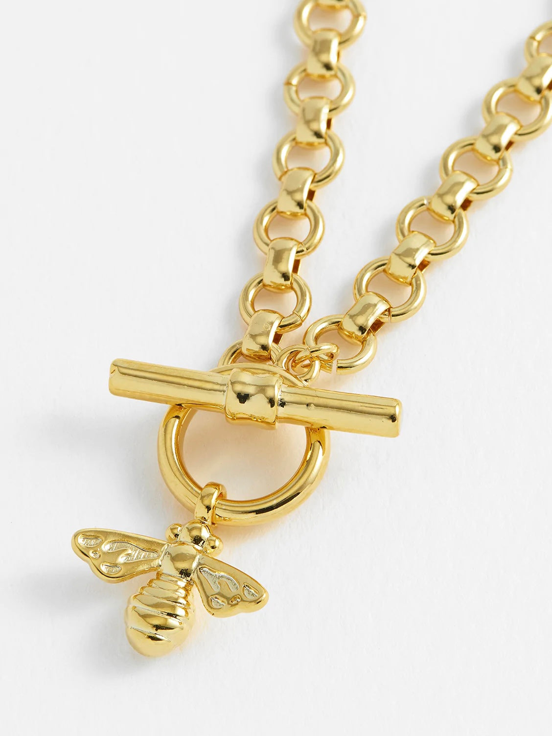 Gold Plated Bumble Bee T-Bar Necklace by Estella Bartlett