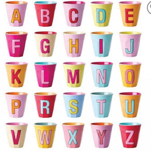 Pink Tones Alphabet Melamine Cups by Rice