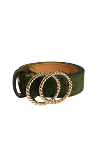 Khaki Gold Buckle Belt Leather Belt By Anoushka