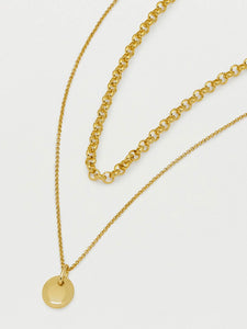 Gold Plated Double Layer Necklace With Pebble Drop by Estella Bartlett