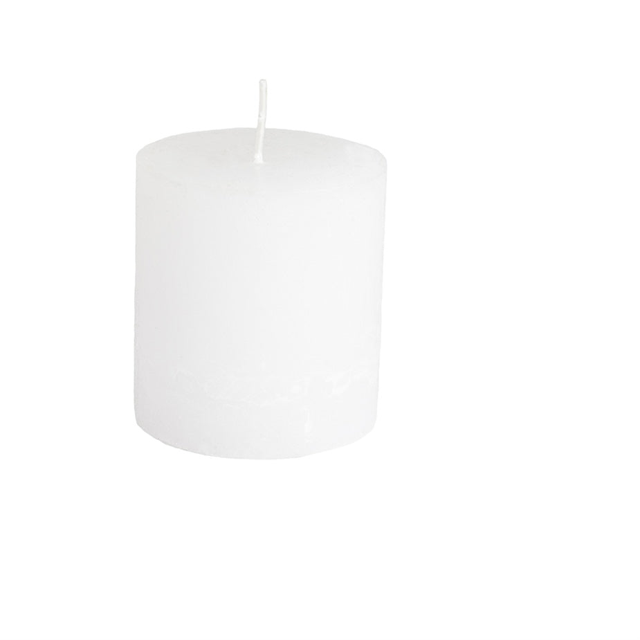 Small Rustic White Pillar Candle