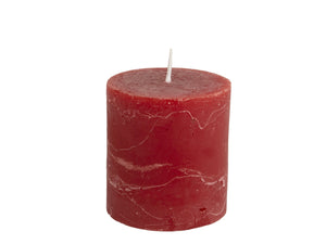 Small Rustic Red Pillar Candle