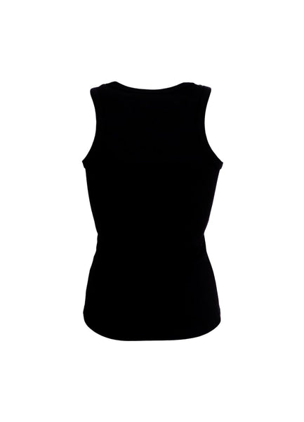 Black Rib Racer Vest Top by Black Colour