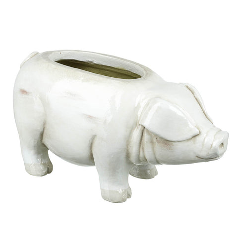 White Ceramic Pig Planter